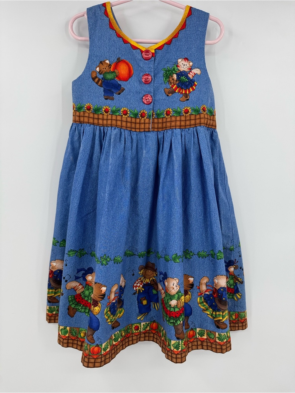 Vintage 70s Cottagecore Farmhouse Americana Thanksgiving Western Girls Dress 3T - Picture 7 of 11